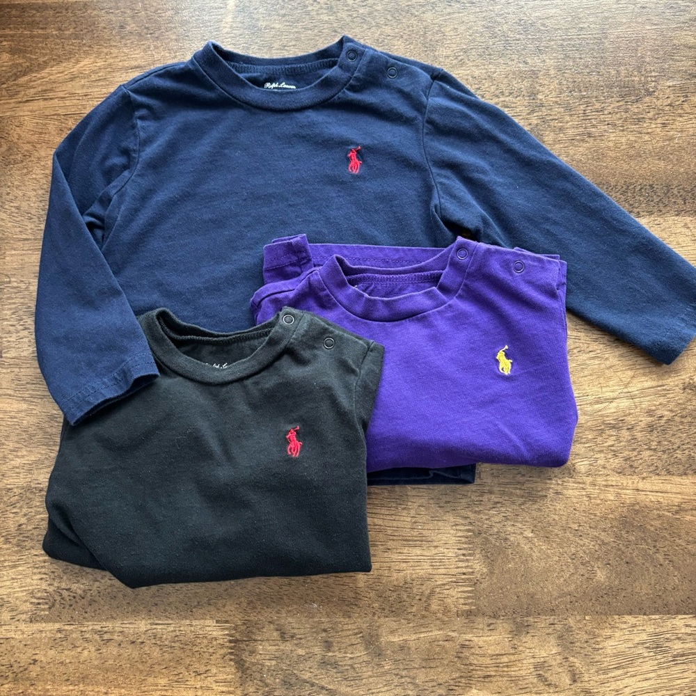 Ralph Lauren long sleeve tees size 12 months lot of 3